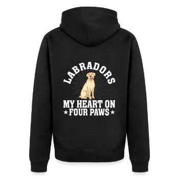 American Labrador Retriever Besitzer Black Lab Dad - Unisex Premium Bio Zip Hoodie - Schwarz - Hinten - Nico (187cm)