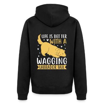 American Labrador Retriever Besitzer Black Lab Dad - Unisex Premium Bio Zip Hoodie - Schwarz - Hinten - Nico (187cm)