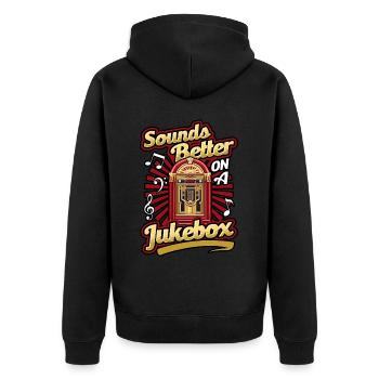 Jukebox Collector sonne mieux sur un juke-box - Veste à capuche bio Premium Unisexe - noir - Dos - Nico (187cm)