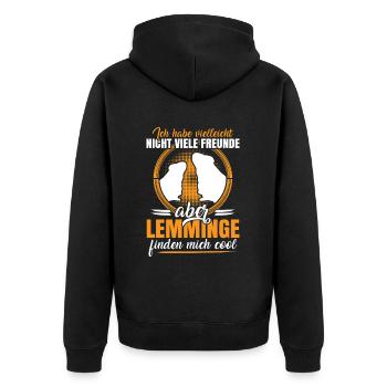 Lemmings think I'm cool Vole lemming - Unisex Premium Organic Zip Hoodie - black - Back - Nico (187cm)