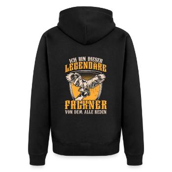 Ich bin dieser Falkner Beizjagd Falknerei - Unisex Premium Bio Zip Hoodie - Schwarz - Hinten - Nico (187cm)