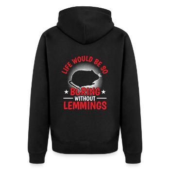 Lemming Vole Boring without Lemming - Unisex Premium Organic Zip Hoodie - black - Back - Nico (187cm)