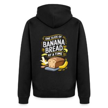 Banane Brotesser Lebensmittelliebhaber Frühstück Feinschmecker - Unisex Premium Bio Zip Hoodie - Schwarz - Hinten - Nico (187cm)