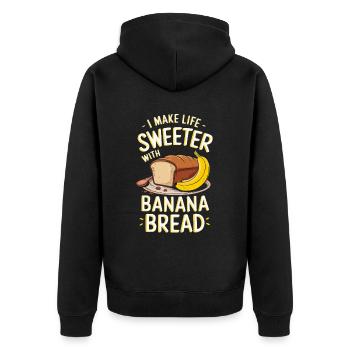 Banana Bread Eater Food Lover Breakfast Foodie - Unisex Premium Organic Zip Hoodie - black - Back - Nico (187cm)