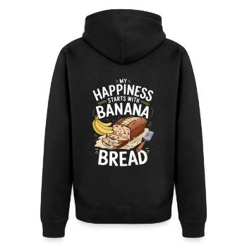 Banana Bread Eater Food Lover Breakfast Foodie - Unisex Premium Organic Zip Hoodie - black - Back - Nico (187cm)