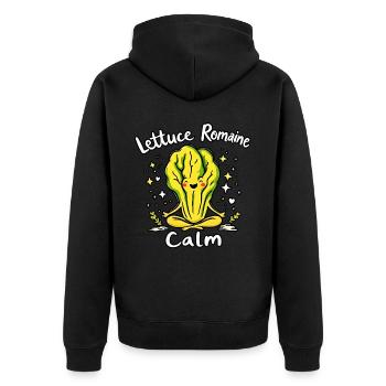 Salat Romaine Calm – Lustiger Salat - Unisex Premium Bio Zip Hoodie - Schwarz - Hinten - Nico (187cm)