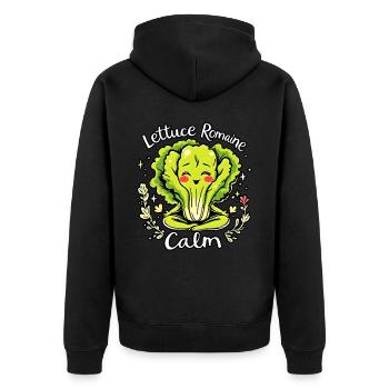 Salat Romaine Calm – Lustiger Salat Yoga - Unisex Premium Bio Zip Hoodie - Schwarz - Hinten - Nico (187cm)