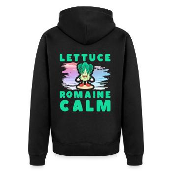 Salat Romaine Calm – Lustiger Salat - Unisex Premium Bio Zip Hoodie - Schwarz - Hinten - Nico (187cm)