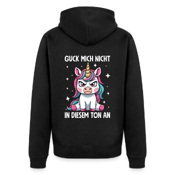 Ne me regarde pas sur ce ton Licorne - Veste à capuche bio Premium Unisexe - noir - Dos - Nico (187cm)