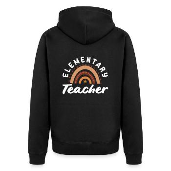 Grundschullehrerin Retro-regenbogen-design - Unisex Premium Bio Zip Hoodie - Schwarz - Hinten - Nico (187cm)