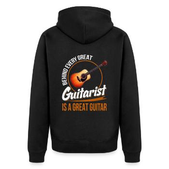 Gitarrist Gitarrist Musiker Gitarrenmusik - Unisex Premium Bio Zip Hoodie - Schwarz - Hinten - Nico (187cm)