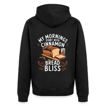 Zimt Brot Essen Liebhaber Zimt Rolle Feinschmecker - Unisex Premium Bio Zip Hoodie - Schwarz - Hinten - Nico (187cm)