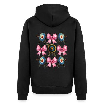 Coquette Bow Archery Bow and Arrow - Unisex Premium Organic Zip Hoodie - black - Back - Nico (187cm)