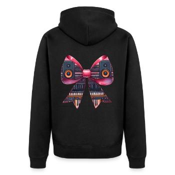 Coquette Bow Tontechniker Tontechniker - Unisex Premium Bio Zip Hoodie - Schwarz - Hinten - Nico (187cm)
