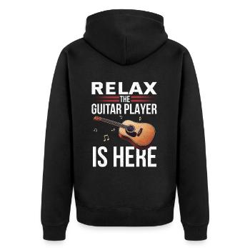 Gitarrist Gitarrist Musiker Gitarrenmusik - Unisex Premium Bio Zip Hoodie - Schwarz - Hinten - Nico (187cm)