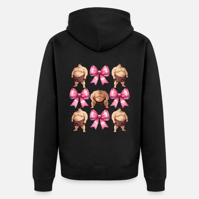 Kokette Bogen Sumo-Ringen Japanischer Sumo-Ringer - Unisex Premium Bio Zip Hoodie - Schwarz