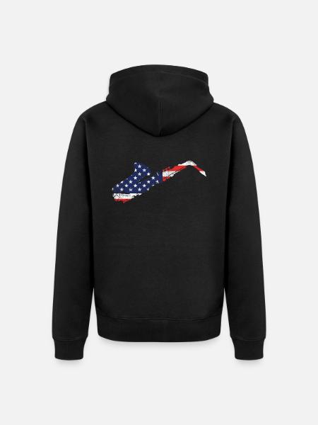 Saxophones American Flag - Unisex Premium Organic Zip Hoodie - black