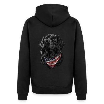 Neufundland - Unisex Premium Bio Zip Hoodie - Schwarz - Hinten - Nico (187cm)