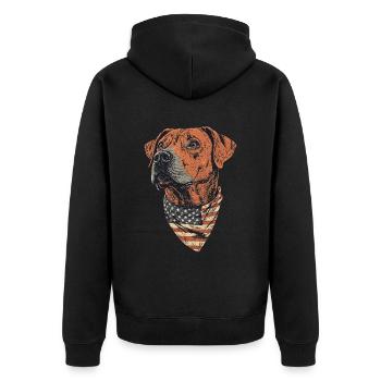 Rhodesian Ridgeback - Unisex Premium Bio Zip Hoodie - Schwarz - Hinten - Nico (187cm)