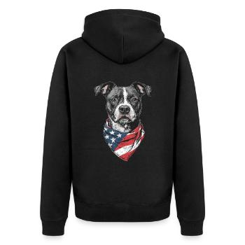 Staffordshire Bullterrier - Unisex Premium Bio Zip Hoodie - Schwarz - Hinten - Nico (187cm)