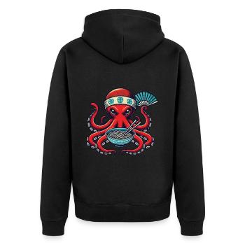 Ramen Noodles Octopus Retro Japan - Unisex Premium Organic Zip Hoodie - black - Back - Nico (187cm)