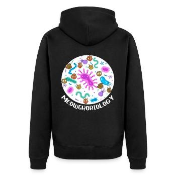 Meowcrobiology - Unisex Premium Organic Zip Hoodie - black - Back - Nico (187cm)