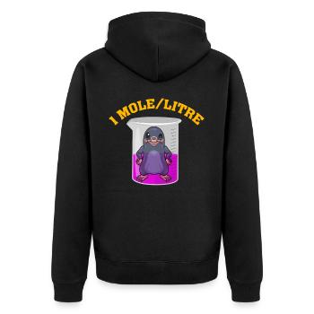1 Mole/L - Unisex Premium Organic Zip Hoodie - black - Back - Nico (187cm)
