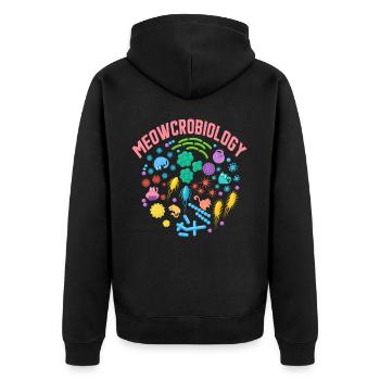 Meowcrobiology - Unisex Premium Organic Zip Hoodie - black - Back - Nico (187cm)