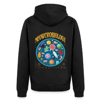 Meowcrobiology - Unisex Premium Organic Zip Hoodie - black - Back - Nico (187cm)
