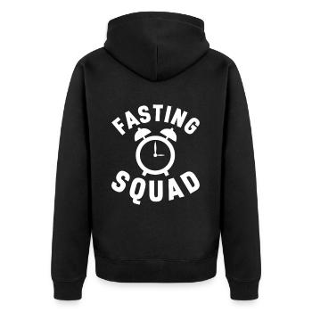 Intervallfasten Intermittierendes Fasten - Unisex Premium Bio Zip Hoodie - Schwarz - Hinten - Nico (187cm)
