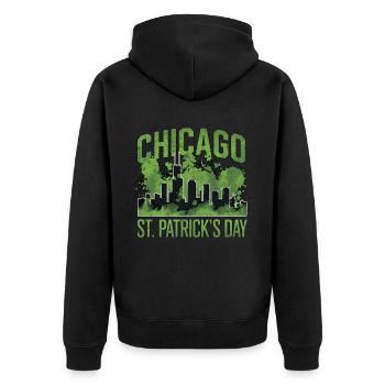 Chicago St Patrick's Day - Unisex Premium Organic Zip Hoodie - black - Back - Nico (187cm)