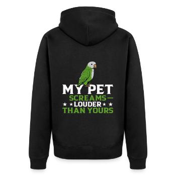 Green Monk Actor Quaker Conure Parrots - Unisex Premium Organic Zip Hoodie - black - Back - Nico (187cm)