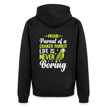 Green Monk Actor Quaker Conure Parrots - Unisex Premium Organic Zip Hoodie - black - Back - Nico (187cm)