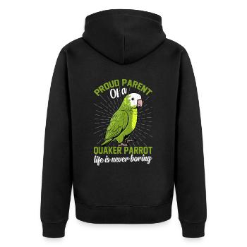 Green Monk Actor Quaker Conure Parrots - Unisex Premium Organic Zip Hoodie - black - Back - Nico (187cm)