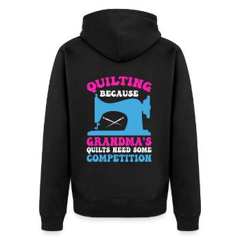 Machine à coudre Couette Couette Mamie Quilter Couture - Veste à capuche bio Premium Unisexe - noir - Dos - Nico (187cm)