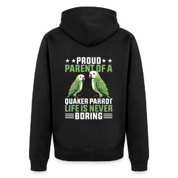 Green Monk Actor Quaker Conure Parrots - Unisex Premium Organic Zip Hoodie - black - Back - Nico (187cm)