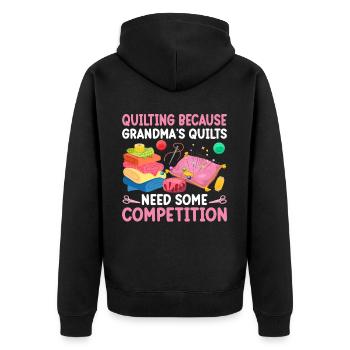 Machine à coudre Couette Couette Mamie Quilter Couture - Veste à capuche bio Premium Unisexe - noir - Dos - Nico (187cm)