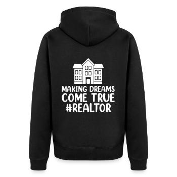 Immobilienmakler Makler Immobilien - Unisex Premium Bio Zip Hoodie - Schwarz - Hinten - Nico (187cm)