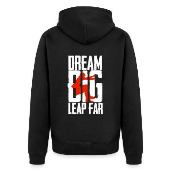 Saut en longueur Saut en longueur Rêve Grand saut loin - Veste à capuche bio Premium Unisexe - noir - Dos - Nico (187cm)