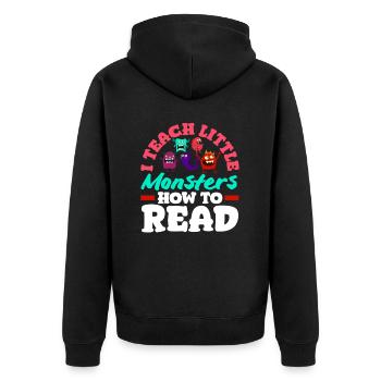 Grundschullehrer Ich Bringe Kleinen Monstern Bei, - Unisex Premium Bio Zip Hoodie - Schwarz - Hinten - Nico (187cm)