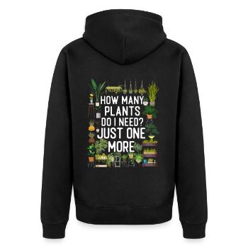 Plant Lover Gardening How Many - Unisex Premium Organic Zip Hoodie - black - Back - Nico (187cm)