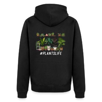 Plant Lover Gardening #Plantslife - Unisex Premium Bio Zip Hoodie - Schwarz - Hinten - Nico (187cm)