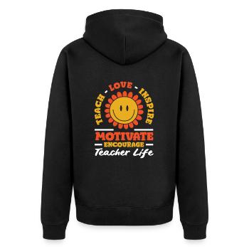Elementary School Teacher Teaching Love Inspire - Unisex Premium Organic Zip Hoodie - black - Back - Nico (187cm)