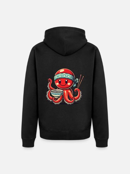 Japanese Ramen Noodles Anime Octopus - Unisex Premium Organic Zip Hoodie - black