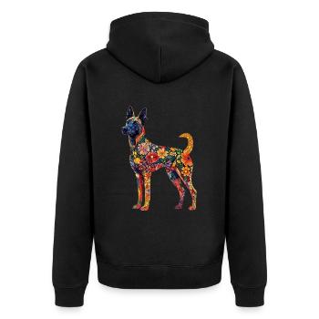 Belgischer Malinois - Unisex Premium Bio Zip Hoodie - Schwarz - Hinten - Nico (187cm)