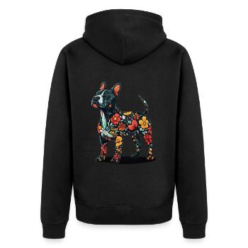 Bullterrier - Unisex Premium Bio Zip Hoodie - Schwarz - Hinten - Nico (187cm)