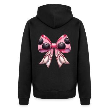 Coquette Bowlingkugel Pins Muster Bowler Rosa - Unisex Premium Bio Zip Hoodie - Schwarz - Hinten - Nico (187cm)