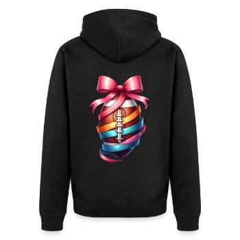 Coquette Bow Flag Football Player Pink Bow - Unisex Premium Organic Zip Hoodie - black - Back - Nico (187cm)