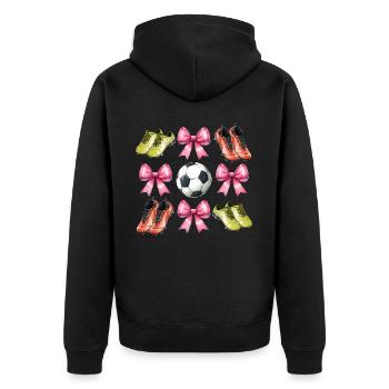 Coquette Bogen Fußball Spieler Mütter Tag rosa - Unisex Premium Bio Zip Hoodie - Schwarz - Hinten - Nico (187cm)
