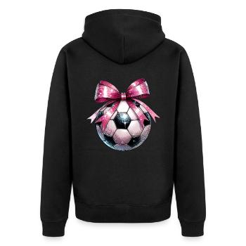 Coquette Bogen Fußball Disco Ball Mütter Tag Rosa - Unisex Premium Bio Zip Hoodie - Schwarz - Hinten - Nico (187cm)